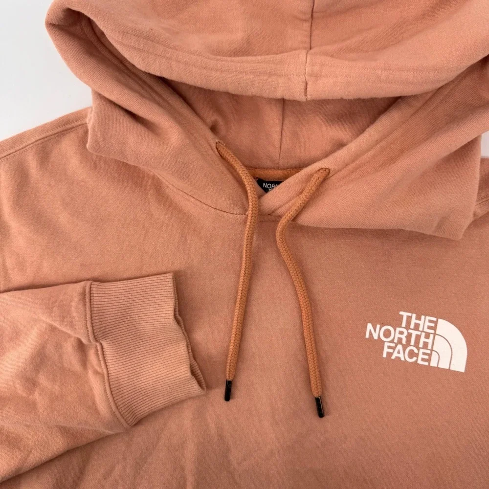 The North Face Hoodie Mens Large Clay Pink Graphic Back Pullover Pocket